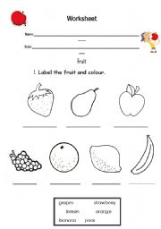 English Worksheet: Worksheet about fruit