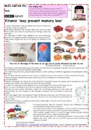 English Worksheet: Vitamin may prevent memory loss 