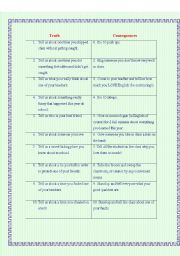 English Worksheet: Truth or consequences - end of school year  game for a bit of fun.