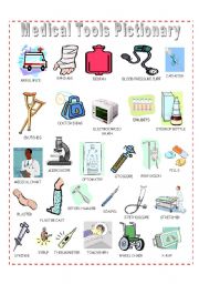 Medical Tools Pictionary - ESL worksheet by Catalina Sorina