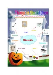 English Worksheet: things in the kitchen