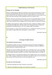 English Worksheet: school uniforms