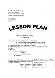 English Worksheet: lesson plan 
