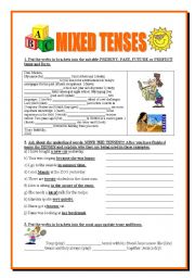 English Worksheet: mixed tenses
