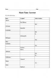 English worksheet: State Your Answer