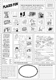 English Worksheet: Places Fun