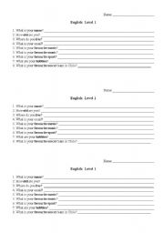 English Worksheet: First day Interviews: Get to know your students