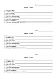 English worksheet: First day Interviews: Get to know your students