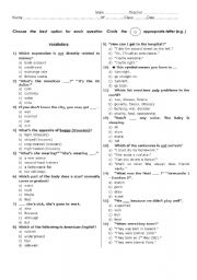 English Worksheet: Multiple Choice Test - 8th grade