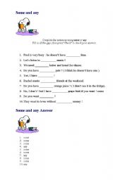 English worksheet: Some and any