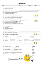 English Worksheet: Present simple test