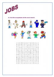 English Worksheet: Jobs wordsearch