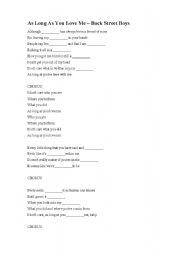 English worksheet: As Long as You Love Me - Back Street Boys