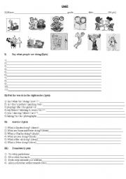 English Worksheet: present continuous test