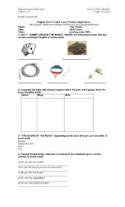 English worksheet: Test about present simple and vocabulary related with games and music