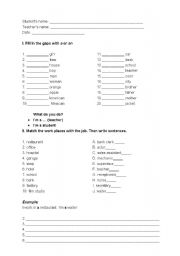 English Worksheet: A, AN EXERCISES