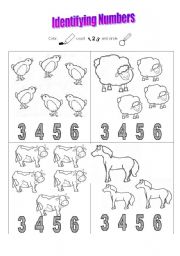English Worksheet: Numbers and Farm Animals