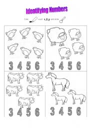 English worksheet: Numbers and Farm Animals