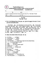 English worksheet: verb to be