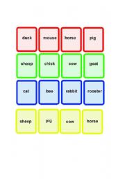 English Worksheet: Farm Animal UNO game 1