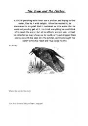 English Worksheet: The Crow and the Pitcher