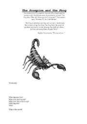 English Worksheet: The Scorpion and the Frog