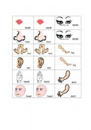 English Worksheet: Simple Body parts cards
