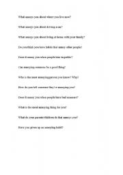 English worksheet: Annoying Things