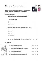 English worksheet: Communication survey