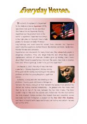 English Worksheet: Everyday Heroes - 2 pages