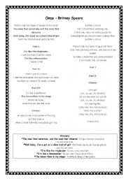 English Worksheet: Britney Spears - Circus