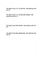 English Worksheet: what to buy 