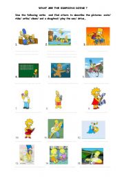 English Worksheet: What are the simpsons doing?