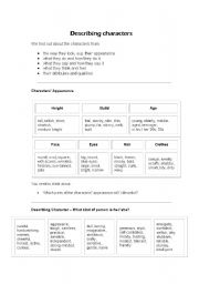 English Worksheet: Describing characters