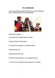 English Worksheet: THE ABORIGINES