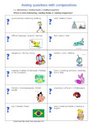 English Worksheet: Asking Questions with Comparatives