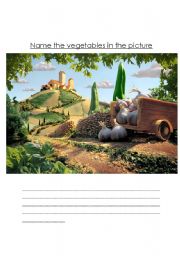 English Worksheet: Identify the vegetables in the photo