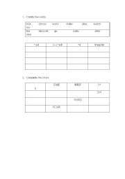 English worksheet: past simple verbs and exercise numbers