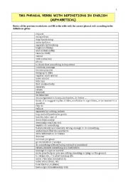English worksheet: 1 bat Phrasal Verbs revision (alphabetical)