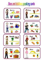 English Worksheet: speaking cards likes and dislikes 2