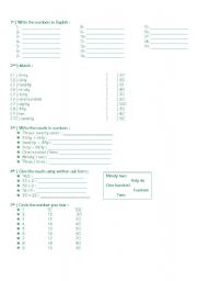 English worksheet: Numbers.