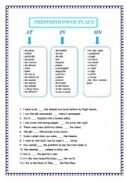 English Worksheet: prepositions of place