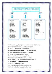 English Worksheet: prepositions of place