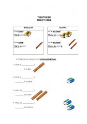 English Worksheet: Demonstrative pronouns: this, that, these and those