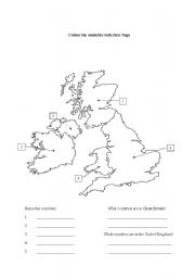 English Worksheet: The British Isles Names and Colouring in