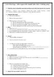 English Worksheet: lord of the rings: the fellowship of the ring