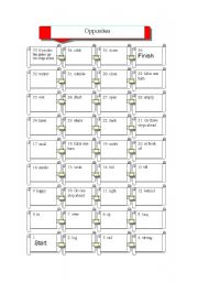 English Worksheet: Opposites boardgame