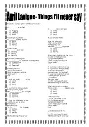 English Worksheet: Present continuous- Avril Lavigne