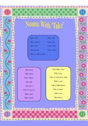 English worksheet: Nouns With Take