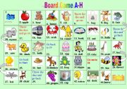 English Worksheet: Board Game - Objects  ( Letter A-H)